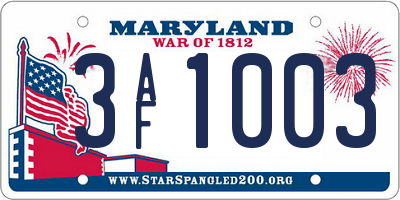 MD license plate 3AF1003