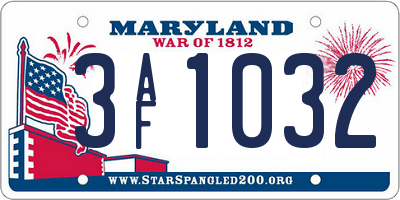 MD license plate 3AF1032