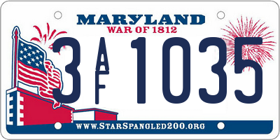 MD license plate 3AF1035