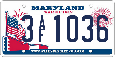 MD license plate 3AF1036