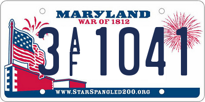 MD license plate 3AF1041