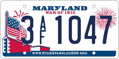 MD license plate 3AF1047