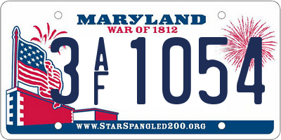 MD license plate 3AF1054