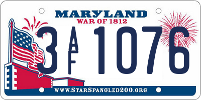 MD license plate 3AF1076