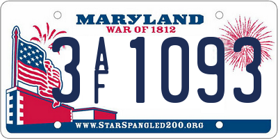 MD license plate 3AF1093