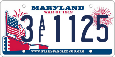 MD license plate 3AF1125
