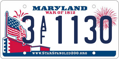 MD license plate 3AF1130