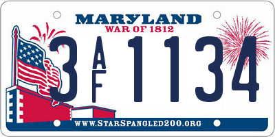 MD license plate 3AF1134