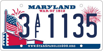 MD license plate 3AF1135