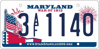 MD license plate 3AF1140