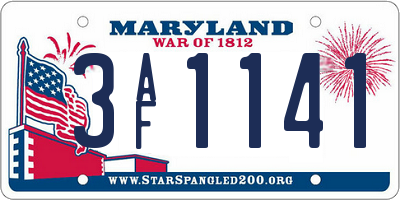 MD license plate 3AF1141