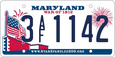 MD license plate 3AF1142