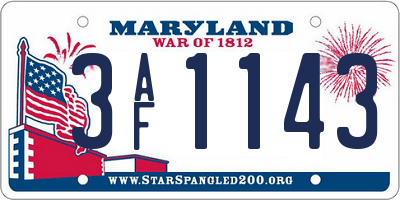 MD license plate 3AF1143