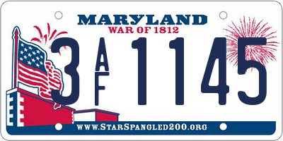 MD license plate 3AF1145