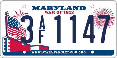 MD license plate 3AF1147
