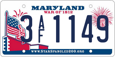 MD license plate 3AF1149