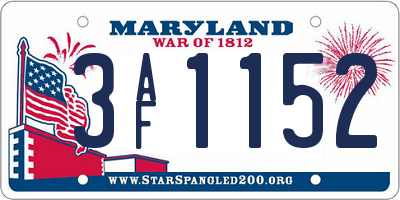 MD license plate 3AF1152