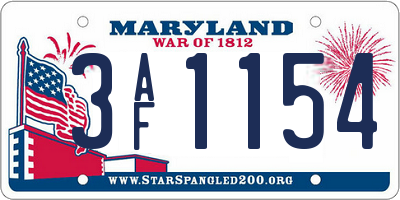 MD license plate 3AF1154