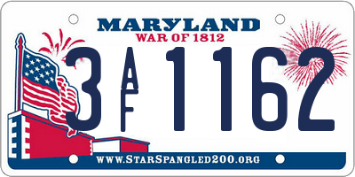 MD license plate 3AF1162
