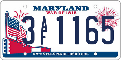 MD license plate 3AF1165