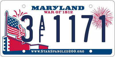 MD license plate 3AF1171