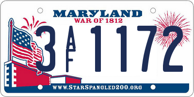 MD license plate 3AF1172
