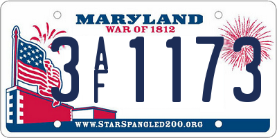 MD license plate 3AF1173