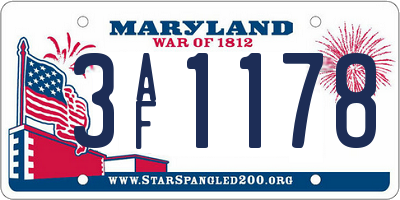 MD license plate 3AF1178