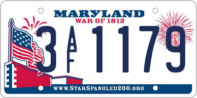 MD license plate 3AF1179