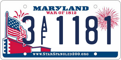 MD license plate 3AF1181