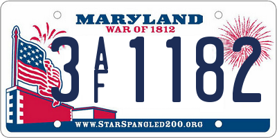 MD license plate 3AF1182