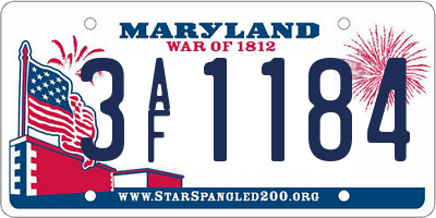 MD license plate 3AF1184