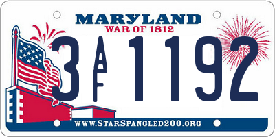 MD license plate 3AF1192