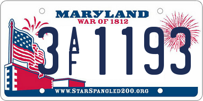 MD license plate 3AF1193