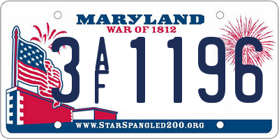 MD license plate 3AF1196