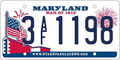 MD license plate 3AF1198