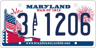 MD license plate 3AF1206