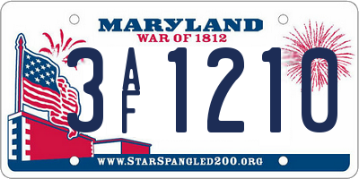 MD license plate 3AF1210
