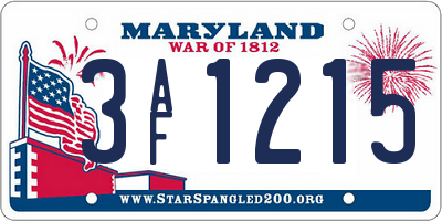 MD license plate 3AF1215