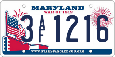 MD license plate 3AF1216