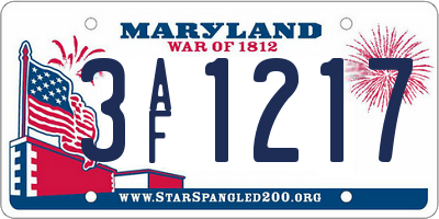 MD license plate 3AF1217