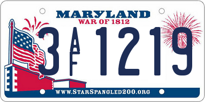 MD license plate 3AF1219
