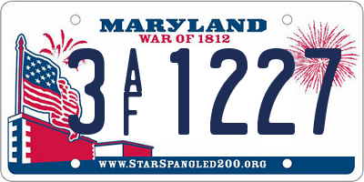 MD license plate 3AF1227