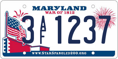 MD license plate 3AF1237