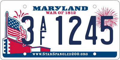 MD license plate 3AF1245