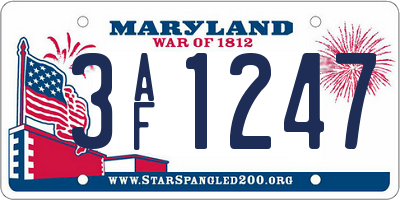MD license plate 3AF1247