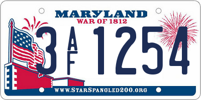 MD license plate 3AF1254