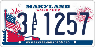 MD license plate 3AF1257