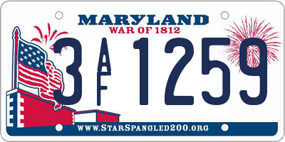 MD license plate 3AF1259