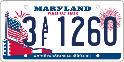 MD license plate 3AF1260